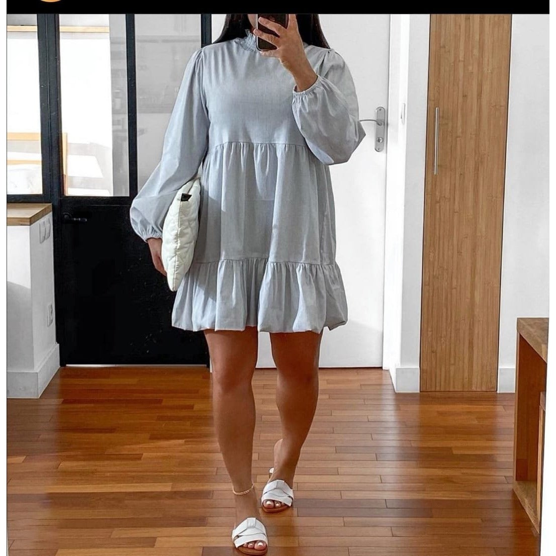 Round Neck Long sleeve mini Dress