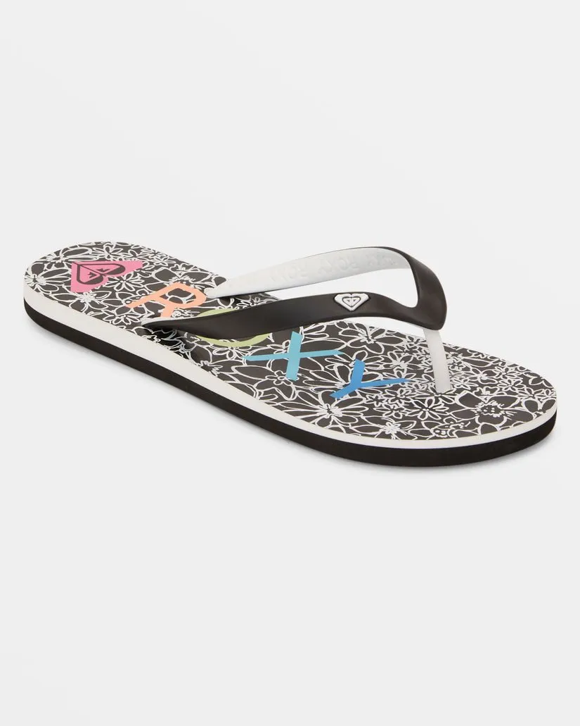 Roxy Tahiti Women's Flip Flops - Black/White/Black Print