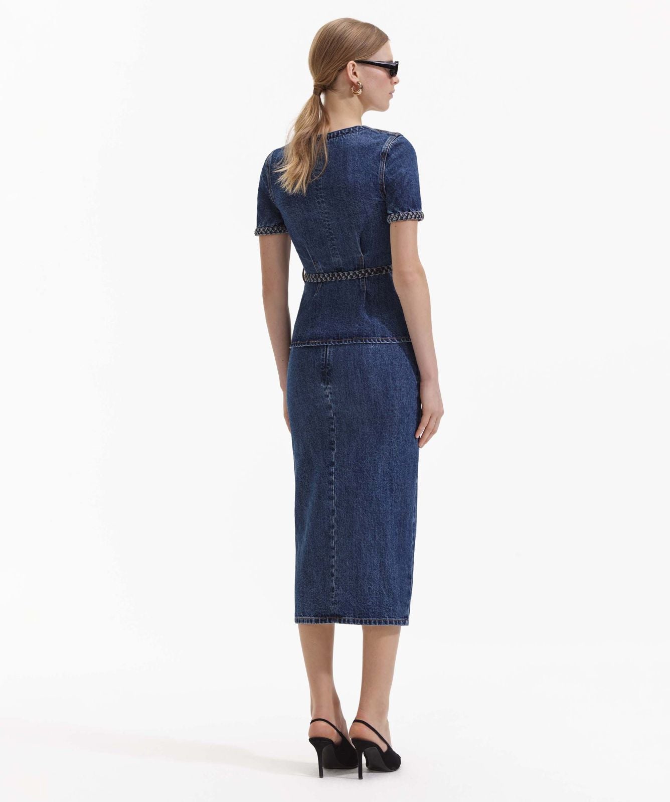 Self-portrait - Denim Midi Dress - Mid Blue