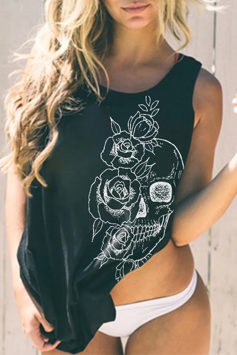 SKULL ROSES PRINT CLASSIC WOMEN'S TANK