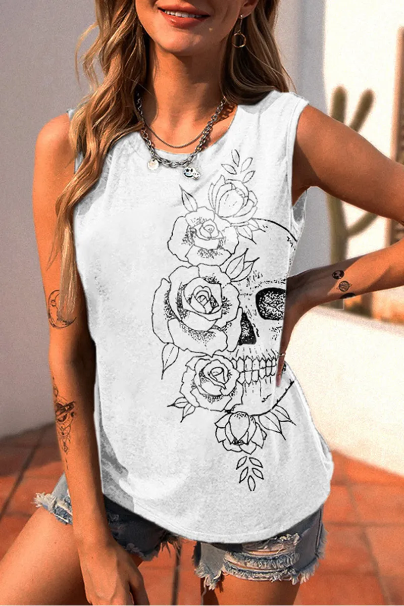 SKULL ROSES PRINT CLASSIC WOMEN'S TANK