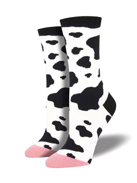 Socksmith Women's Moo White Cow Print Sock