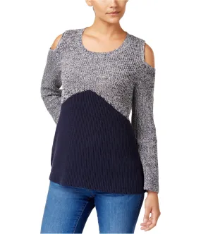 Style & Co. Womens Colorblocked Cold Shoulder Pullover Sweater