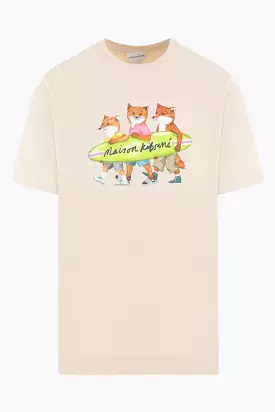 Surfing Foxes logo printed cotton t-shirt