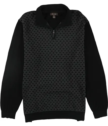 Tasso Elba Mens Patterned Quarter Zip Knit Sweater