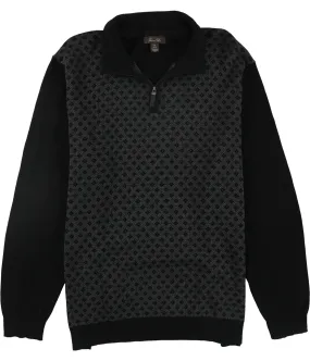 Tasso Elba Mens Patterned Quarter Zip Knit Sweater