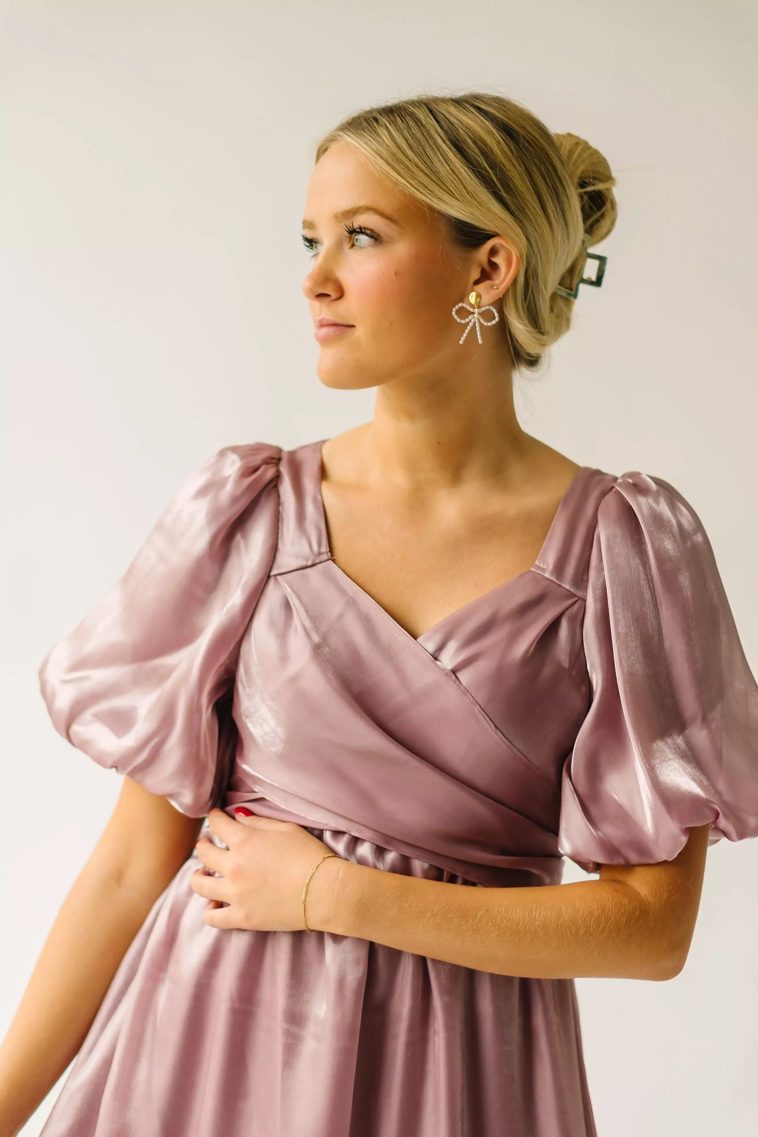 The Dunyon Tiered Wrap Dress in Mauve