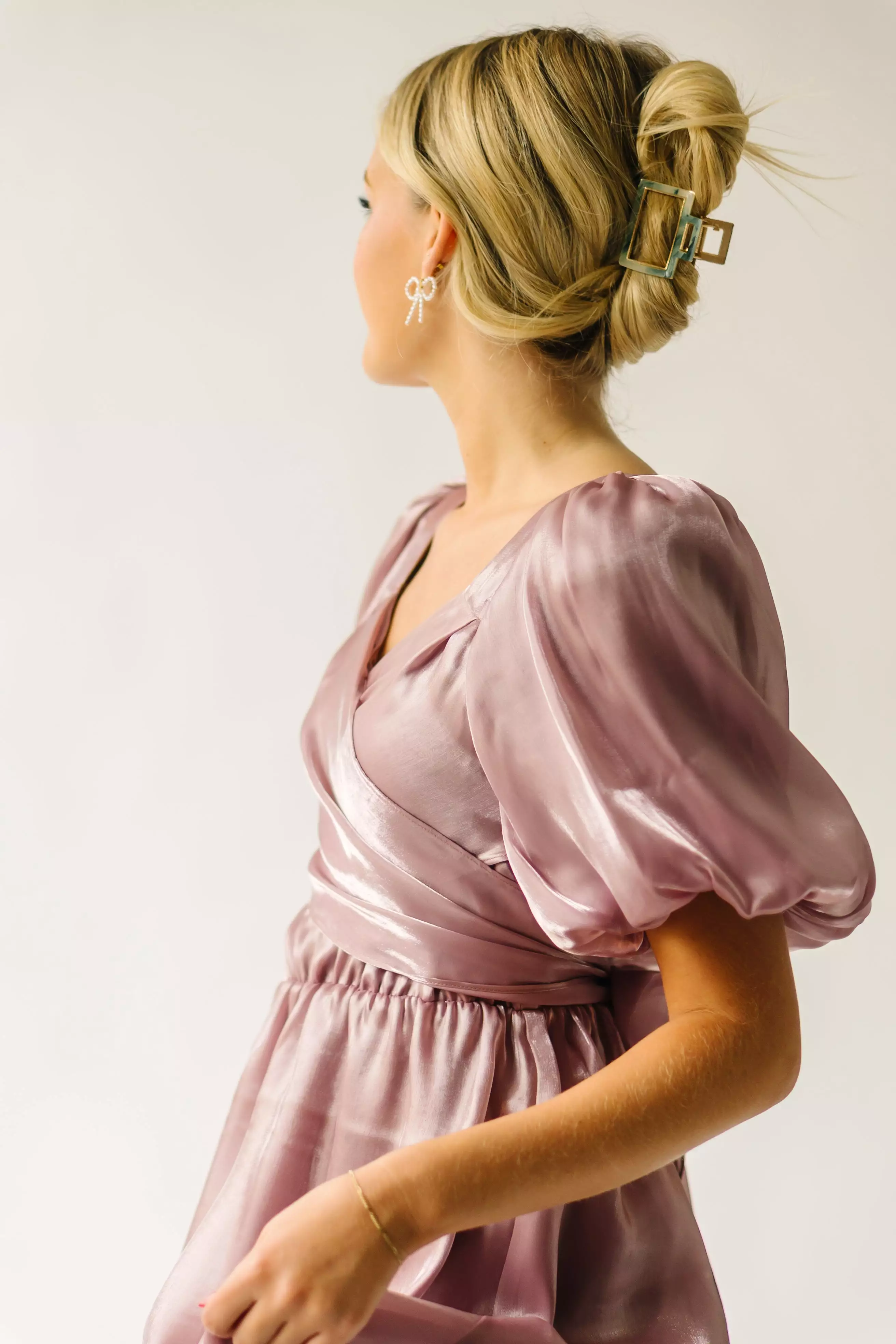 The Dunyon Tiered Wrap Dress in Mauve