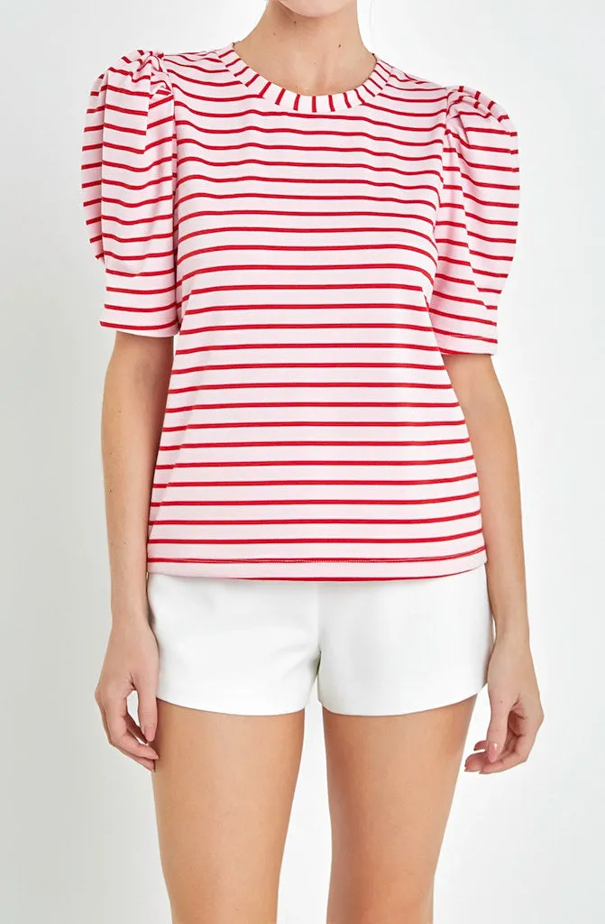 THE MEG STRIPED PUFF SLEEVE TEE