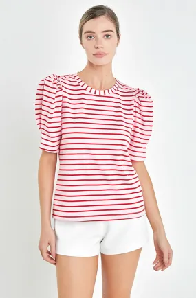 THE MEG STRIPED PUFF SLEEVE TEE