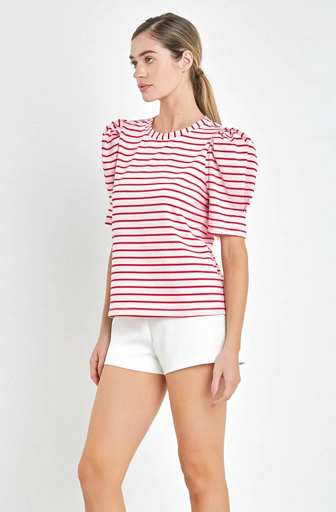 THE MEG STRIPED PUFF SLEEVE TEE