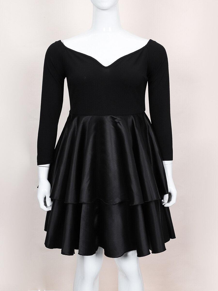 Tiered Black Plus Size Party Dress