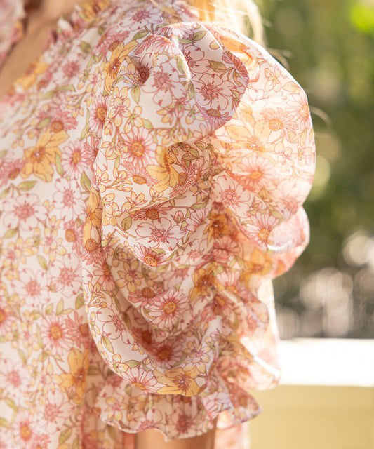 Tiered Floral Dress - Pink