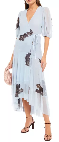 Tiered Floral Wrap Dress