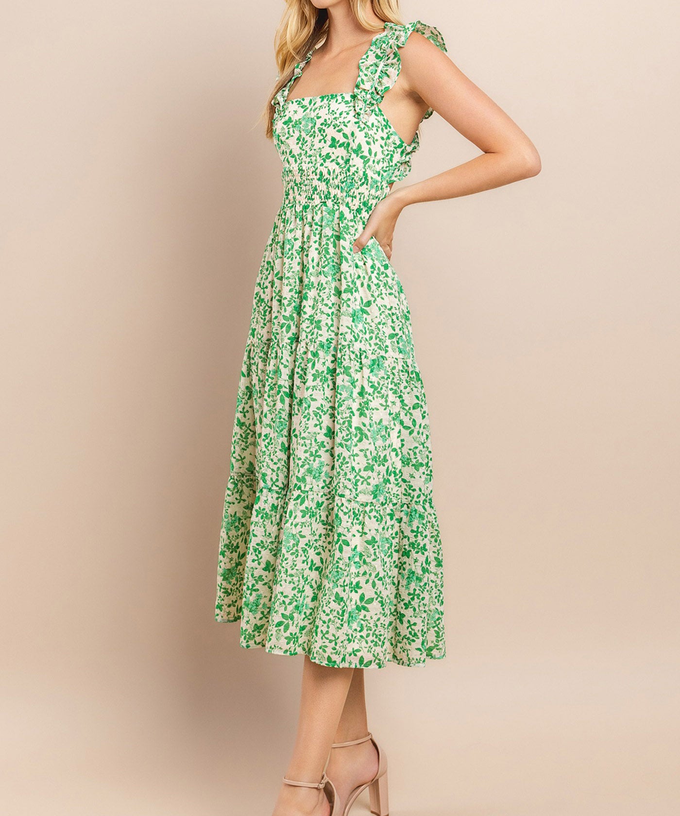 Tiered Midi Dress - Green