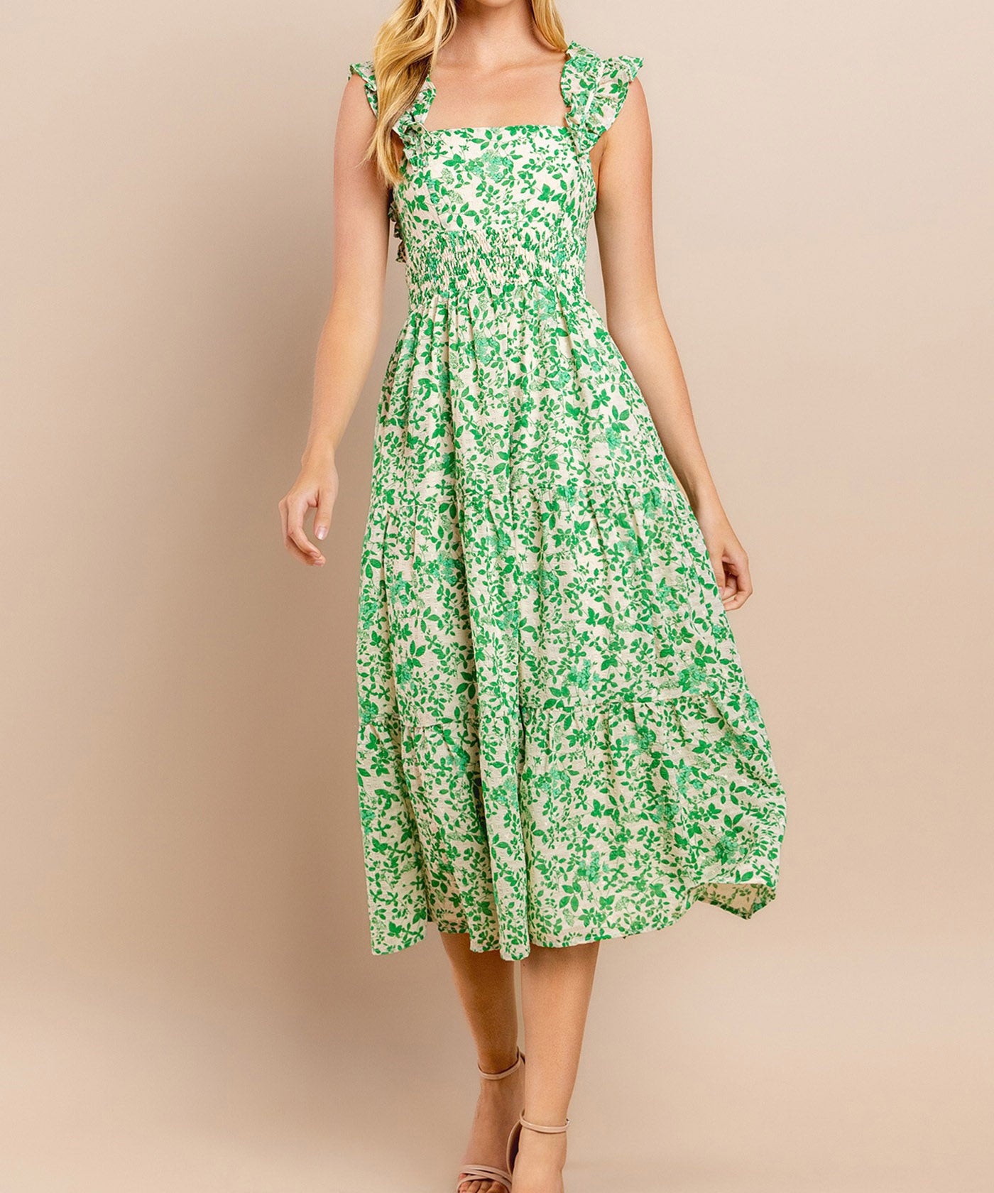 Tiered Midi Dress - Green