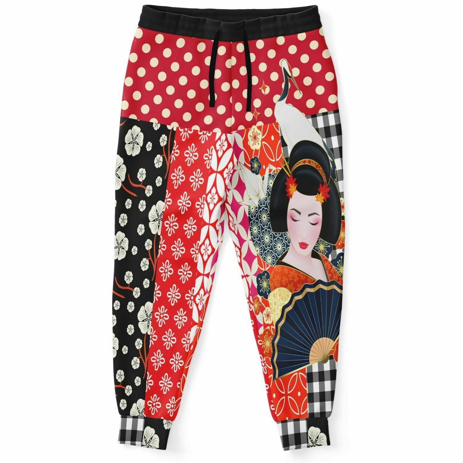 Tokyo Nights Asian Floral Patchwork Unisex Eco-Poly Joggers