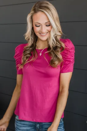 True Passion Puff Sleeve Top- Fuchsia