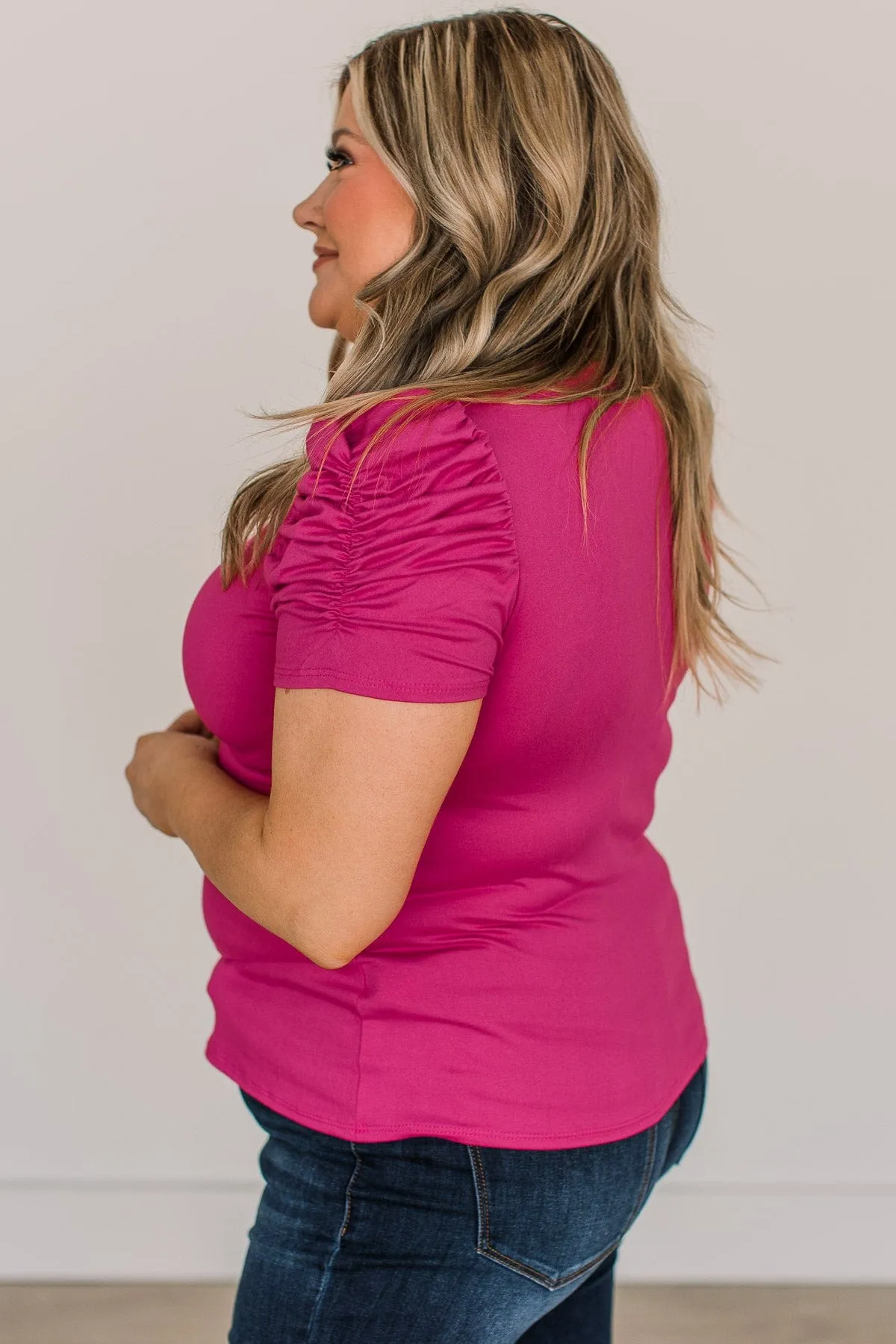 True Passion Puff Sleeve Top- Fuchsia