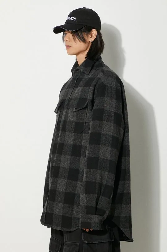 VETEMENTS shirt jacket Flannel Shirt black color UE64SH260BG