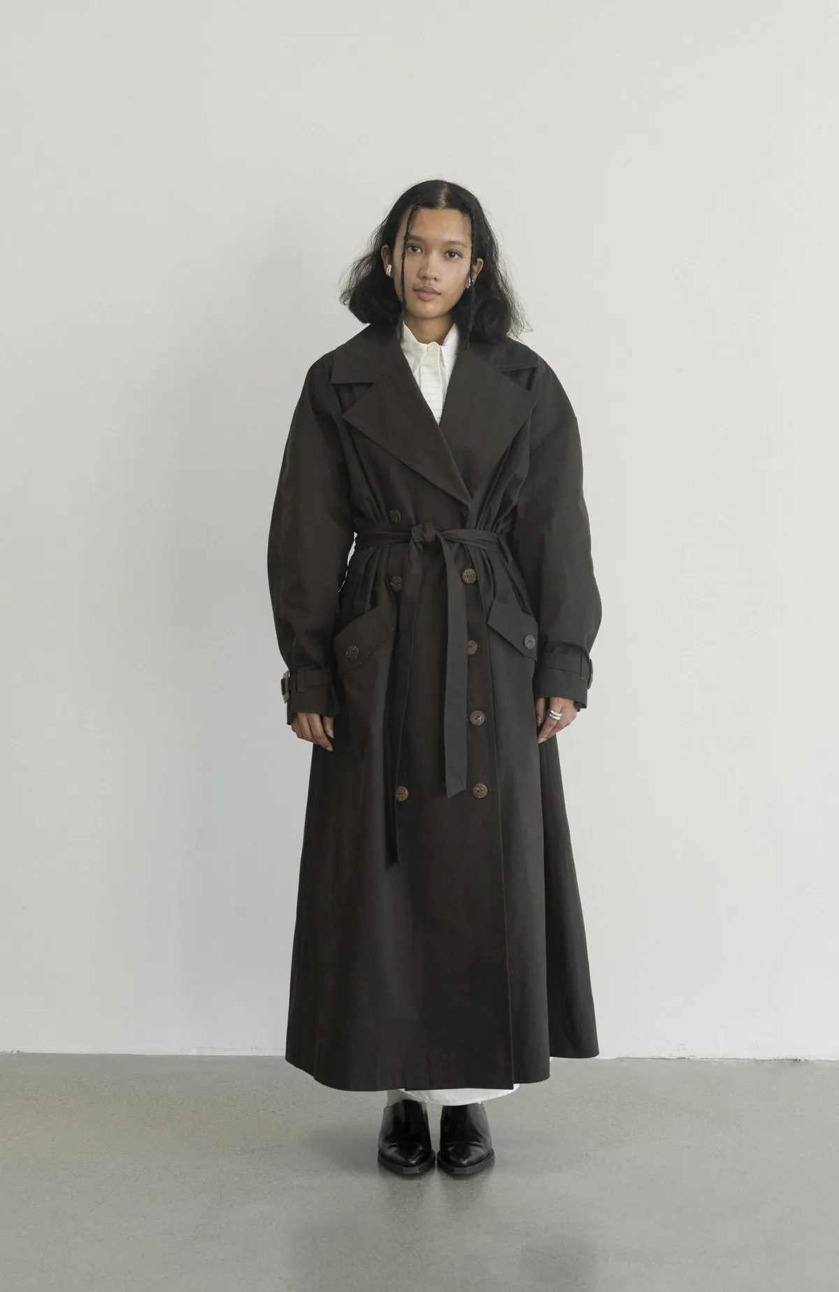 Vishenka Cotton Trench Coat - Chocolate