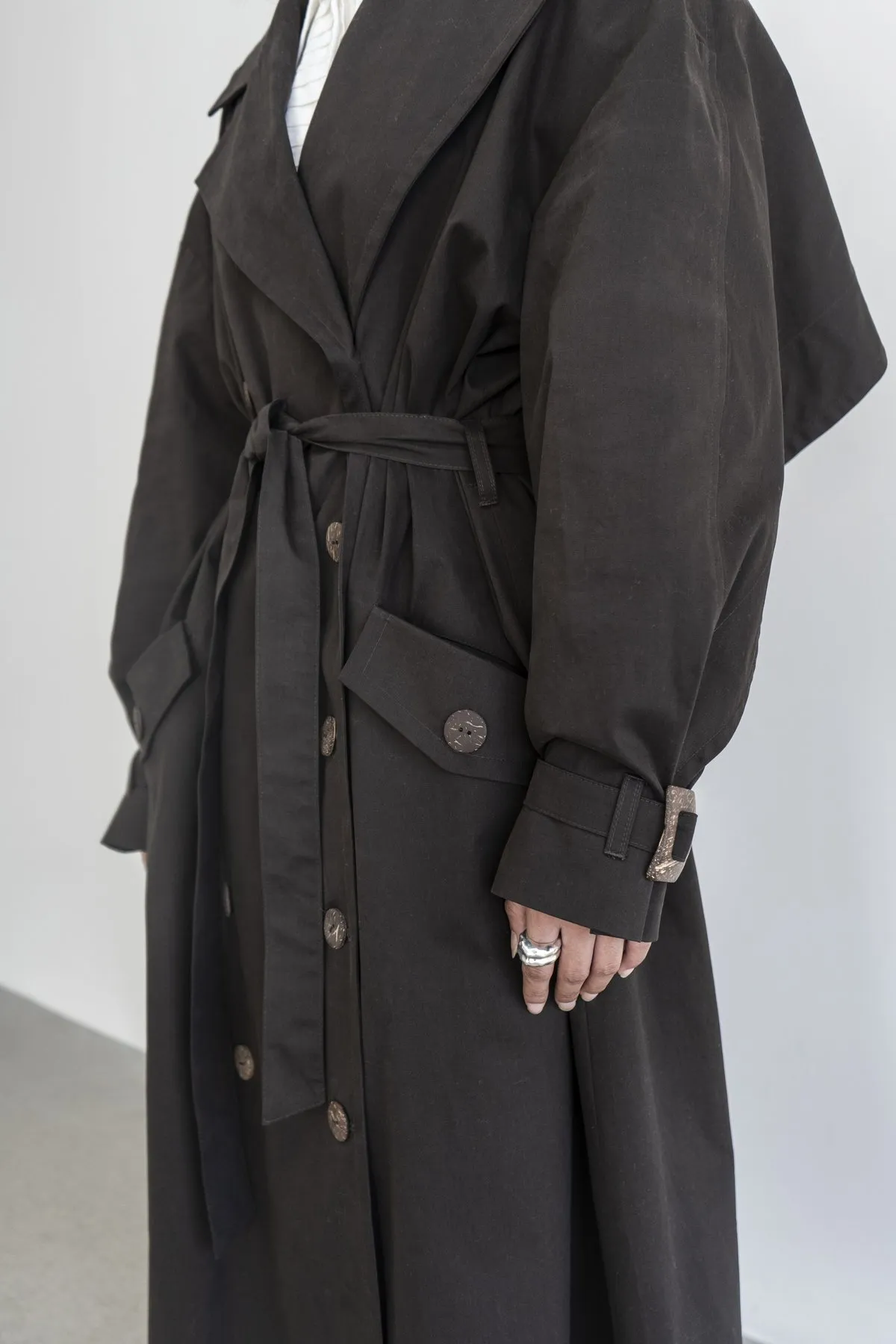 Vishenka Cotton Trench Coat - Chocolate