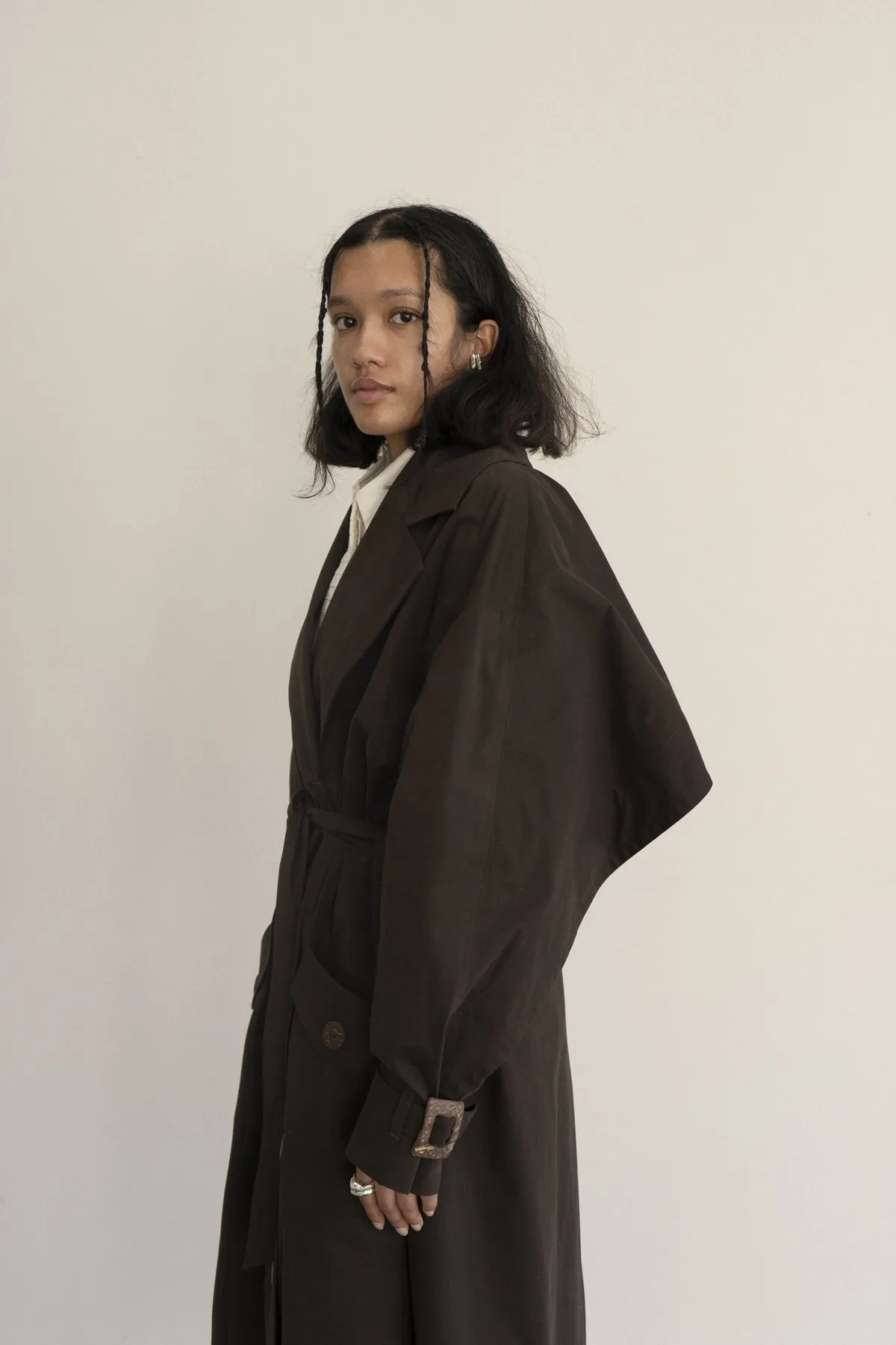 Vishenka Cotton Trench Coat - Chocolate