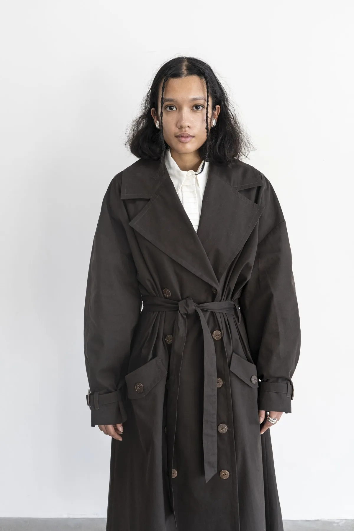 Vishenka Cotton Trench Coat - Chocolate