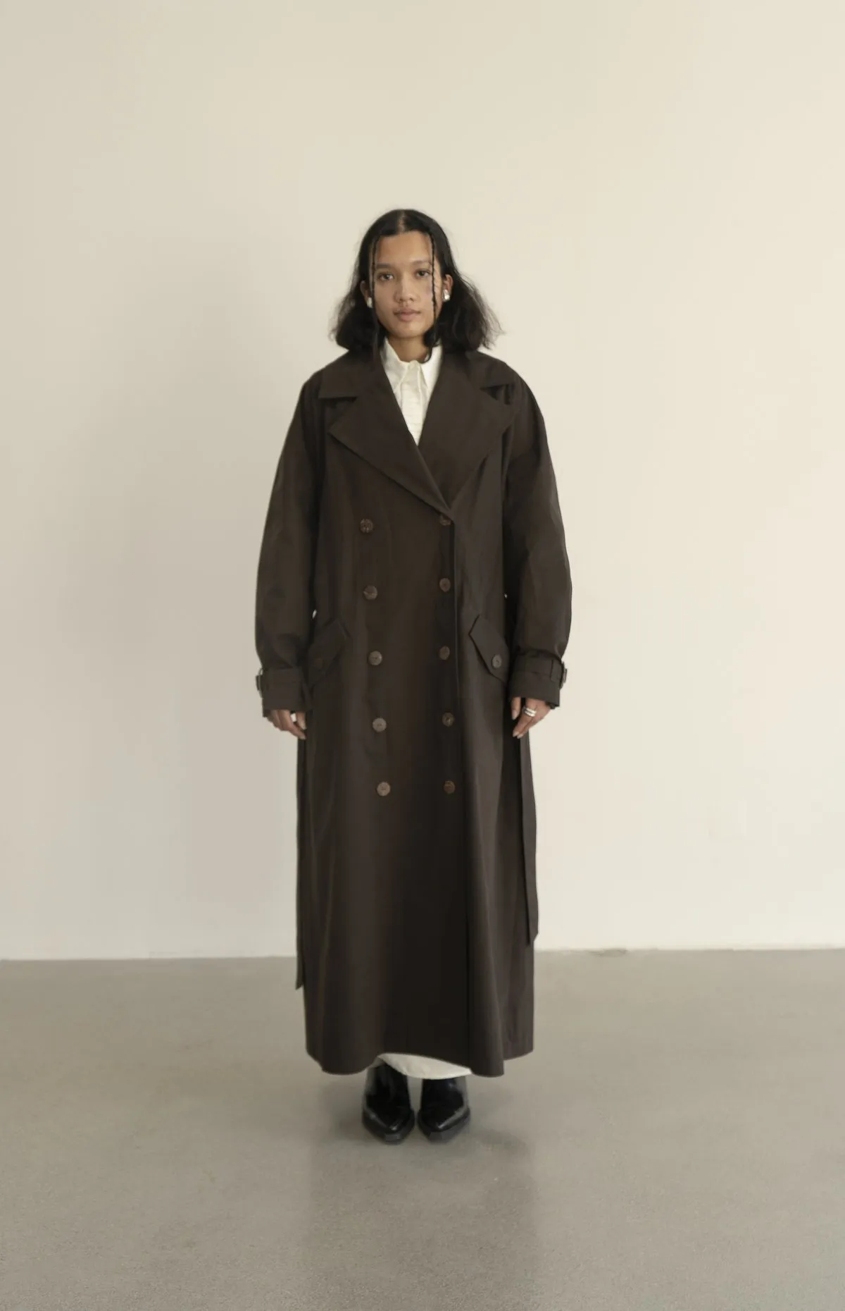 Vishenka Cotton Trench Coat - Chocolate