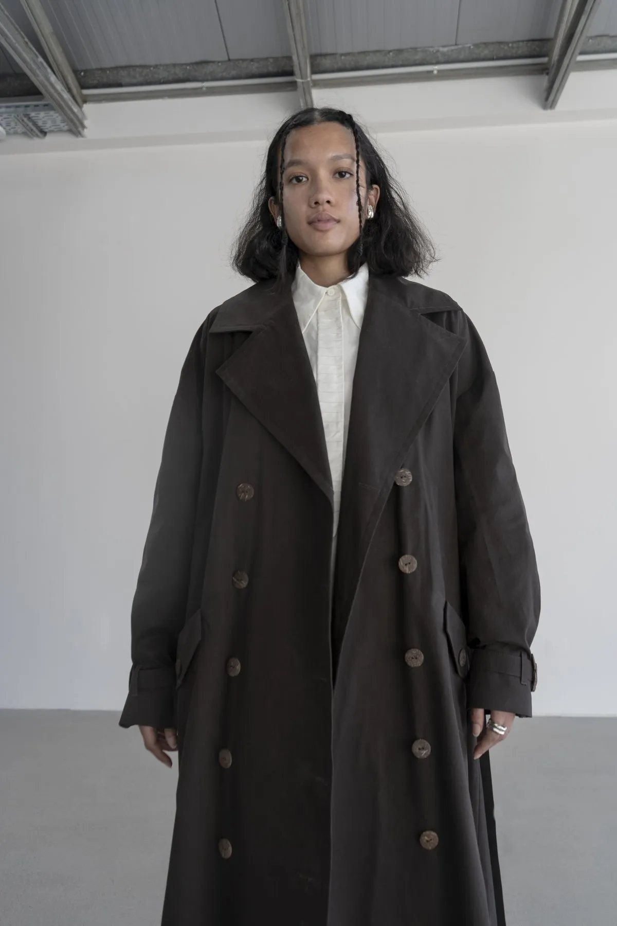 Vishenka Cotton Trench Coat - Chocolate