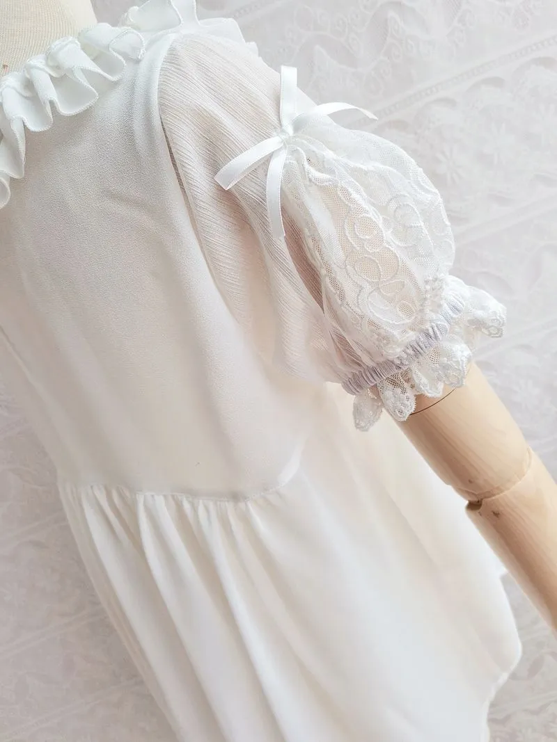 White Chiffon Lace Blouse