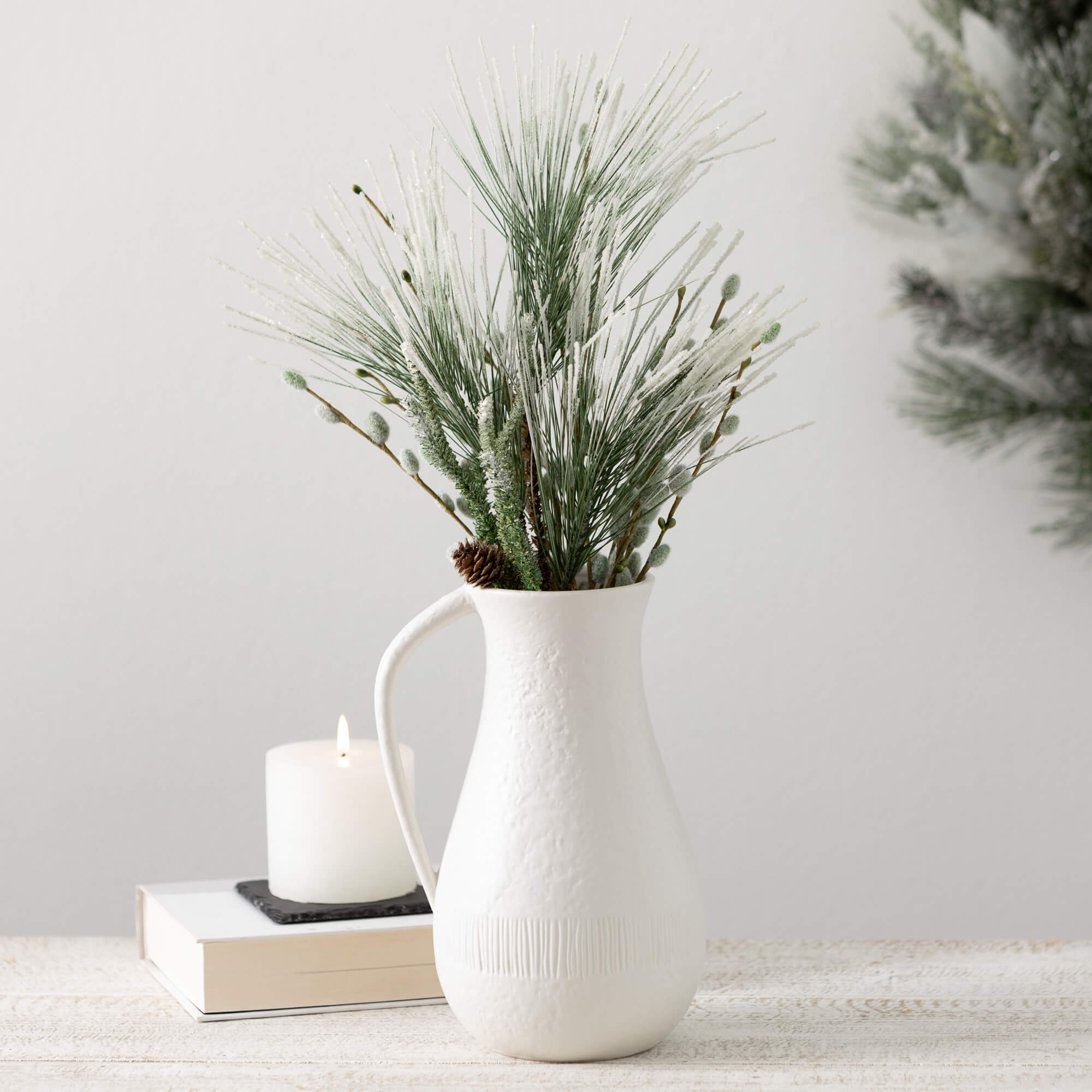 White Chiffon Stone Pitcher