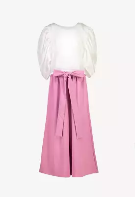 Wide Leg Pleated Puff Sleeve Blouse And Palazzo Set