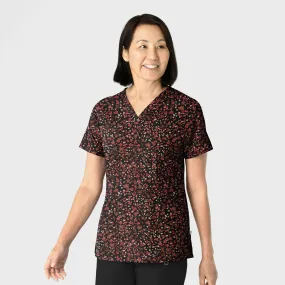 Women's Fitted 3-Pocket V-Neck Print Scrub Top - Fierce Nature